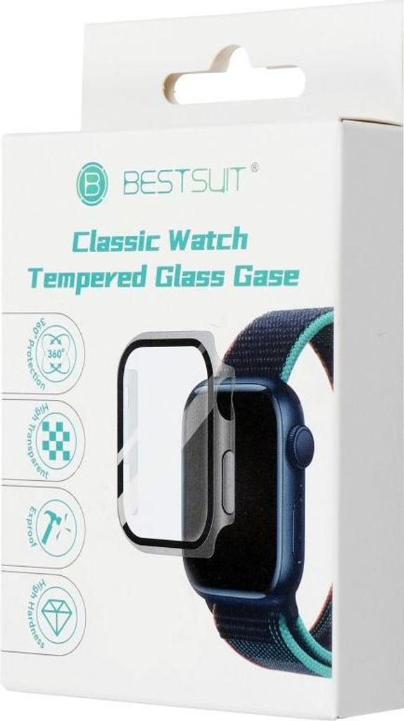 Bestsuit Flexible Handyhülle mit Gehärtetem Glas passend für Apple Watch Ultra/Ultra 2/Ultra 3 49mm - schwarz