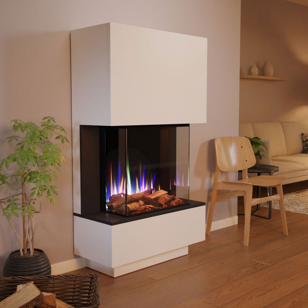 Glow Fire PR14 Elektrokamin E-Motion 3D Deluxe Echtholzdekoration Weiß