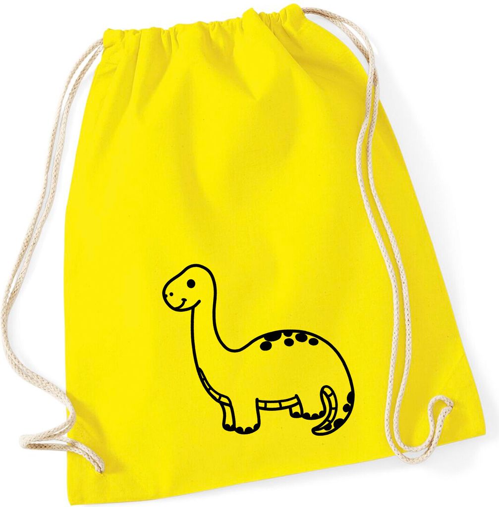 Huuraa Turnbeutel Brontosaurus Dinosaurier 12 Liter Yellow Baumwolle Rucksack Geschenkidee