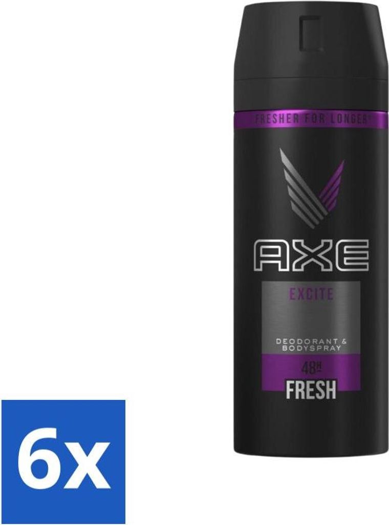 Ax - Deodorant-Bodyspray - 48 Stunden Frische - Excite - 150 ml - Vorteilspack - 6 Stücke