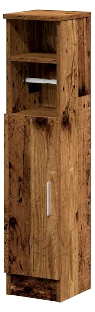 Badezimmerschrank mit Rollenhalter in Altholz-Optik 20,5x22x90 cm