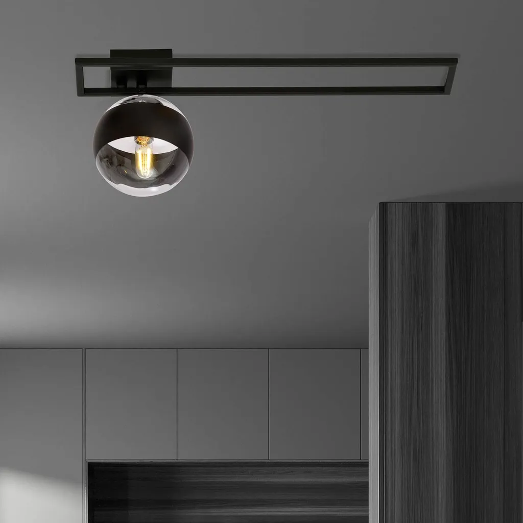 Plafonnier Compact Noir Imago 1C : Solution Éclairage Petit Espace E14 - 7