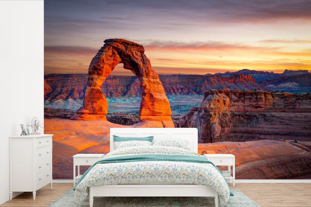 MuchoWow Fototapete für Wohnzimmer oder Schlafzimmer Wandtapete Vinyl Motivtapete Einer der zweitausend Bögen im Arches National Park - 360x240...