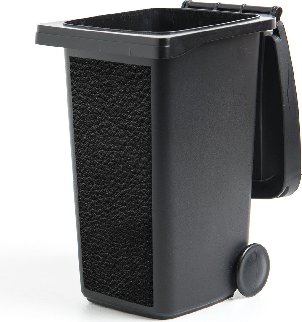 MuchoWow Mülltonnenaufkleber Leder - Lederoptik - Schwarz - Grau 44x98 cm - Containeraufkleber - Aufkleber - Mülltonnen-Aufkleber