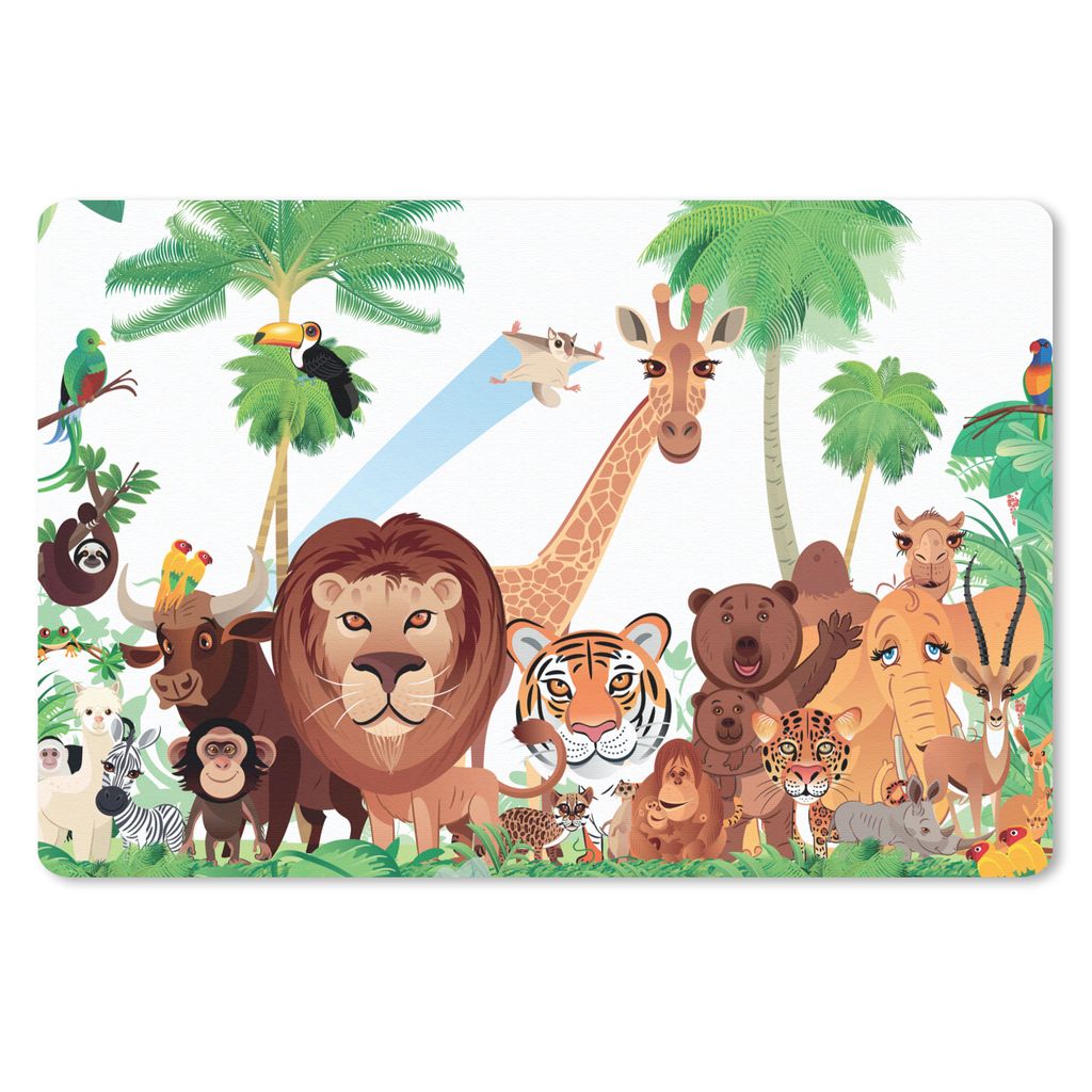 MuchoWow Schreibtischunterlage Wilde Tiere - Dschungel - Löwe - Tiger - Mädchen - Kinder - Jungen 60x40 cm - XXL Mauspad - Großes Mauspad
