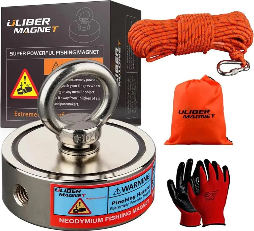 Aimant néodyme pour pêche et industrie force 250 kg biface D75 mm