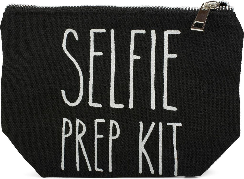 styleBREAKER Statement Beautybag mit SELFIE PREP KIT Aufdruck, Kosmetiktasche, Make Up Bag, Tasche, Damen 02013004