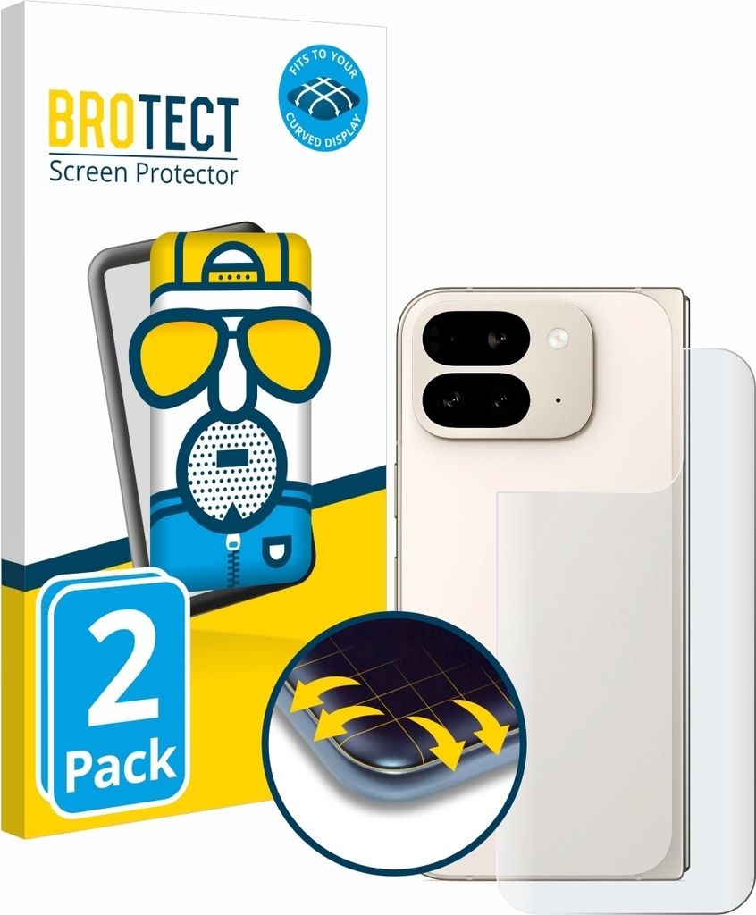 2x BROTECT Fullscreen Schutzfolie für Google Pixel 9 Pro Fold (Rückseite) Displayschutz Folie Fullcover Matt Entspiegelungsfolie