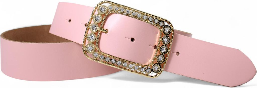 FRONHOFER Damen Ledergürtel 4 cm mit goldener Strass Gürtelschnalle, echt Leder