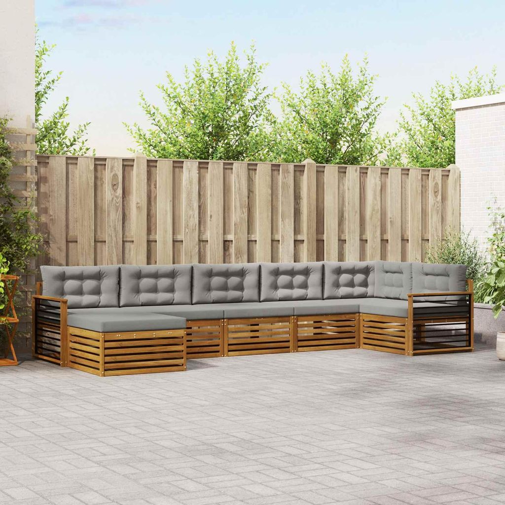 "Neues Produkt" Sofagarnituren - CLORIS - Terrassen-Sofa - 7 pcs - Natürlich und Hellgrau Massivholz Akazie - Modern Gartensofas V1477