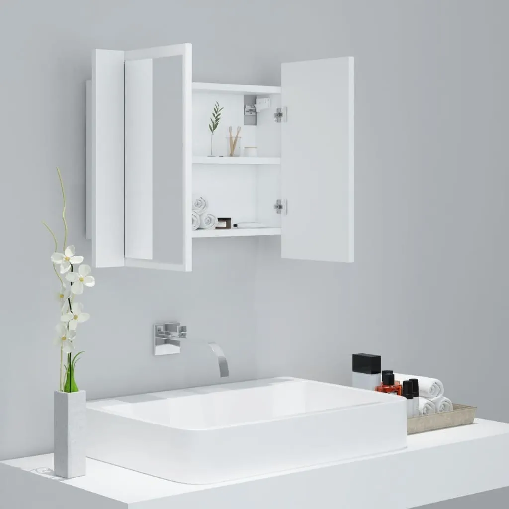 Armadietto Da Bagno Con Specchio E LED VidaXL - 80x12,2x68 Cm, Antracite, MDF, Con Ripiani, Luce USB - 3