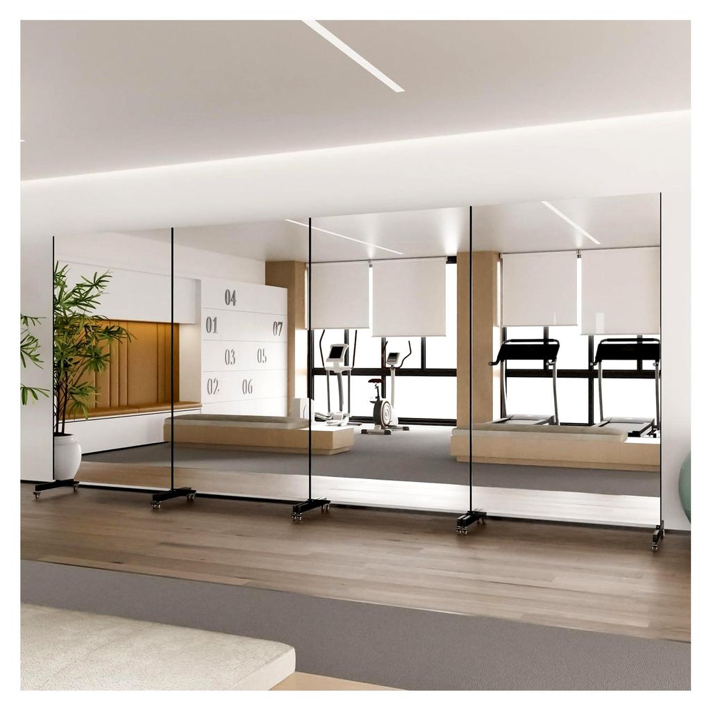 Ganzkörperspiegel 170x100cm, großer Fitnessraum Spiegel mit Rollen, 360° drehbarer Standspiegel, unzerbrechlicher Schwenkspiegel für Yoga, Schl...