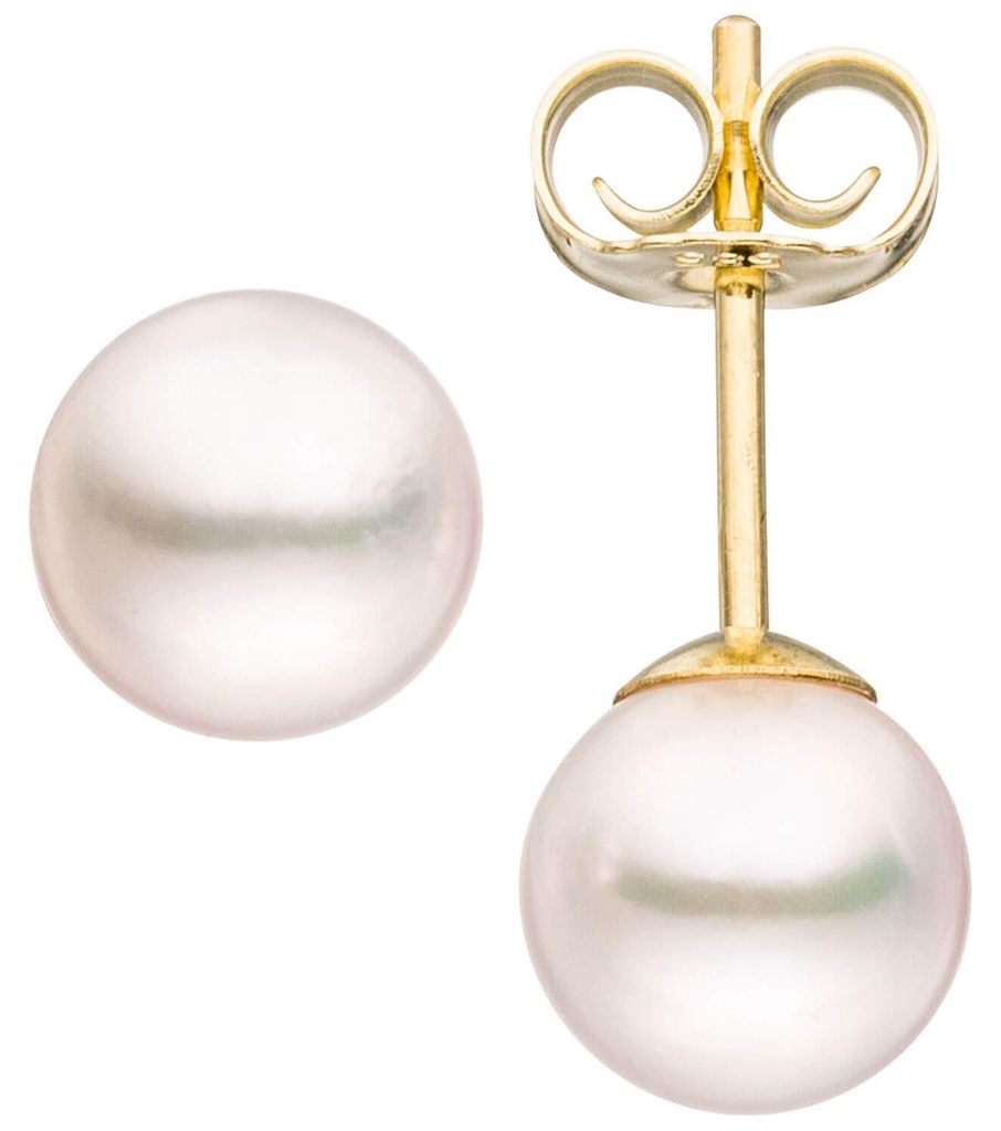 Paar Ohrstecker mit Akoya Perlen 6,5mm rund 585 Gold Produktbild 