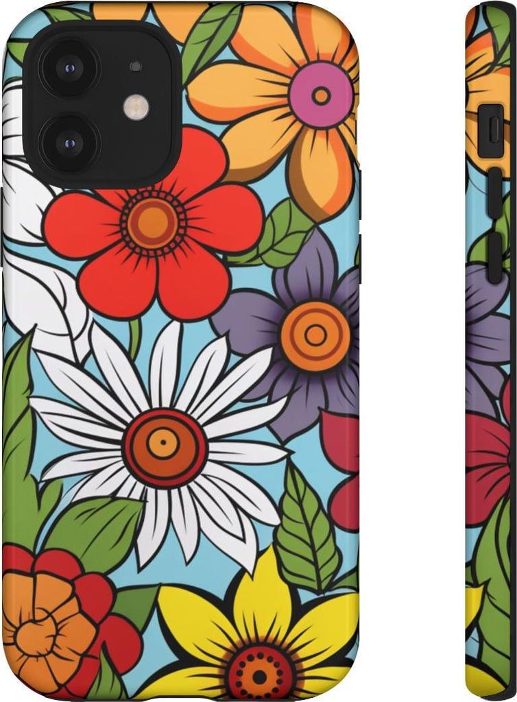 Buntes Blumenmuster – Hülle Kompatibel mit iPhone 12