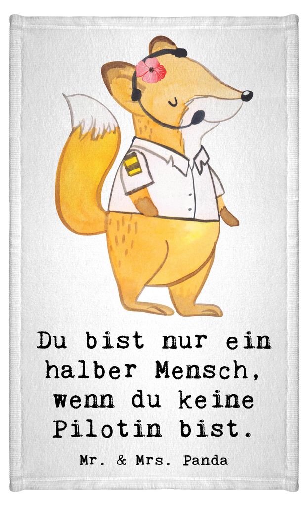 Mr. & Mrs. Panda Handtuch Pilotin Herz - Weiß - Geschenk, Lustig, Spruch, Klein, Frotteetuch, Witzig, Design, Flugzeug, Cockpit, Baumwollhandtuch,...