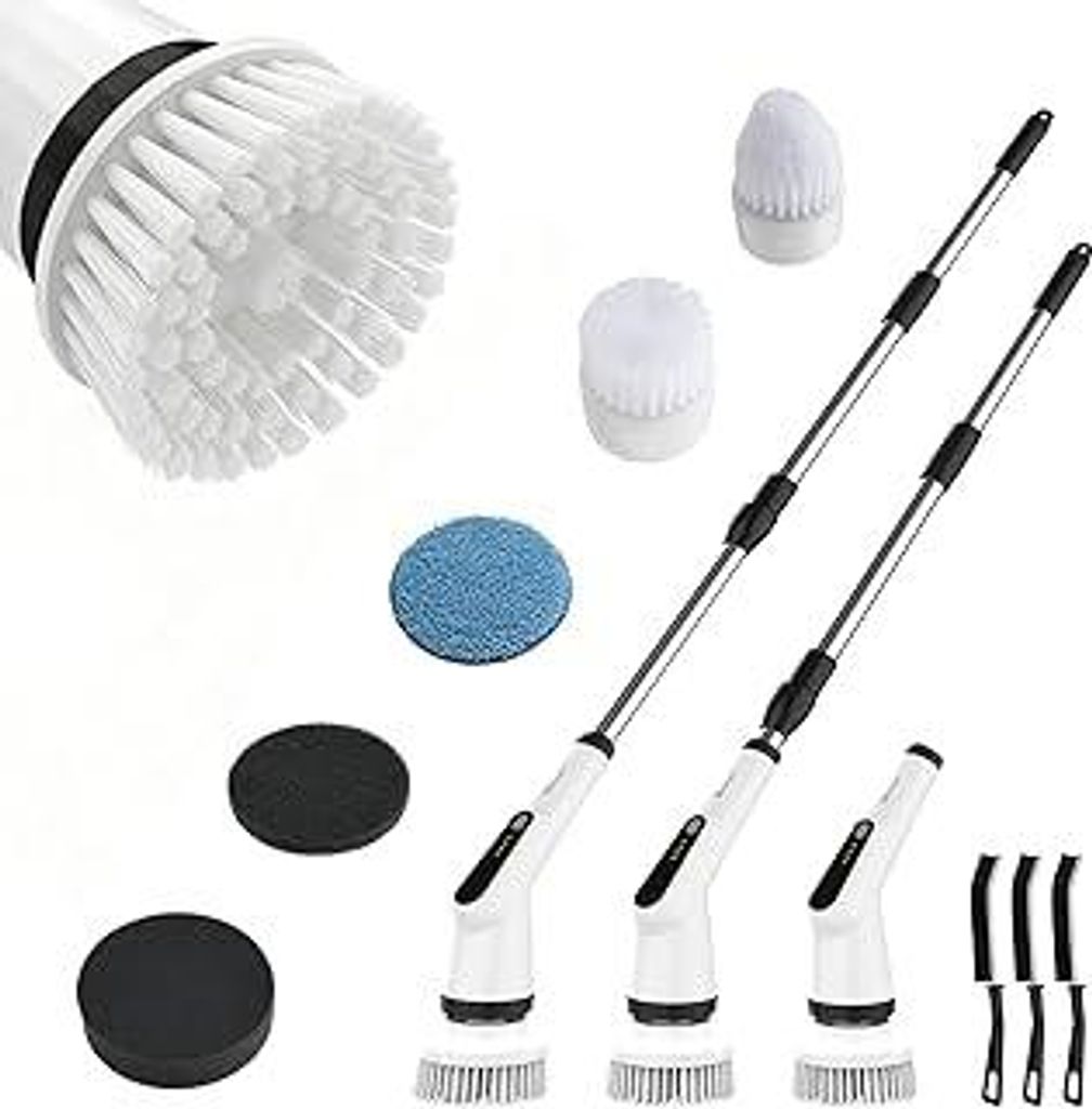 Ibergrif M34104 Elektrische Reinigungsbürste, Putzbürste Elektrisch mit 6 Austauschbaren Köpfen, IPX7 Wasserdicht, Electric Cleaning Brush mit V...
