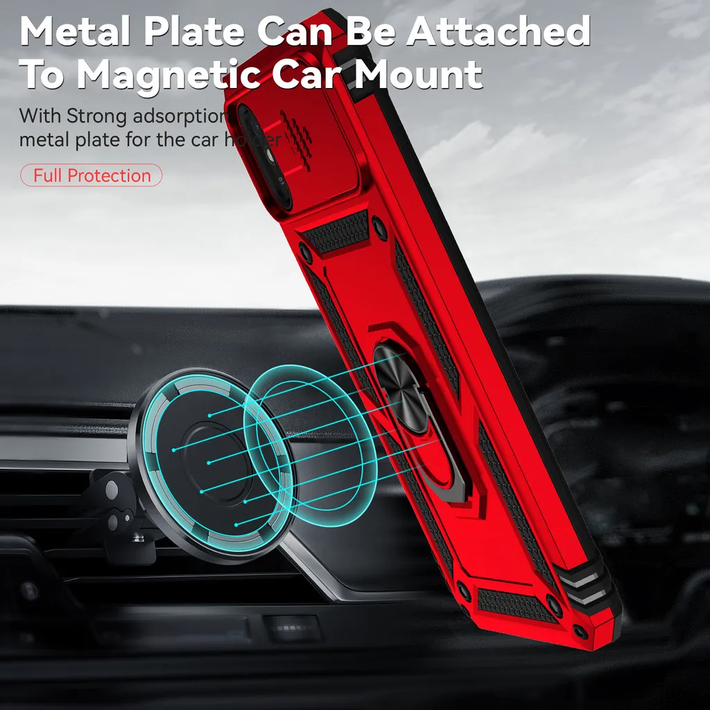 Custodia Rugged Xiaomi Redmi 9A Rossa Antiurto con Supporto Auto - 3