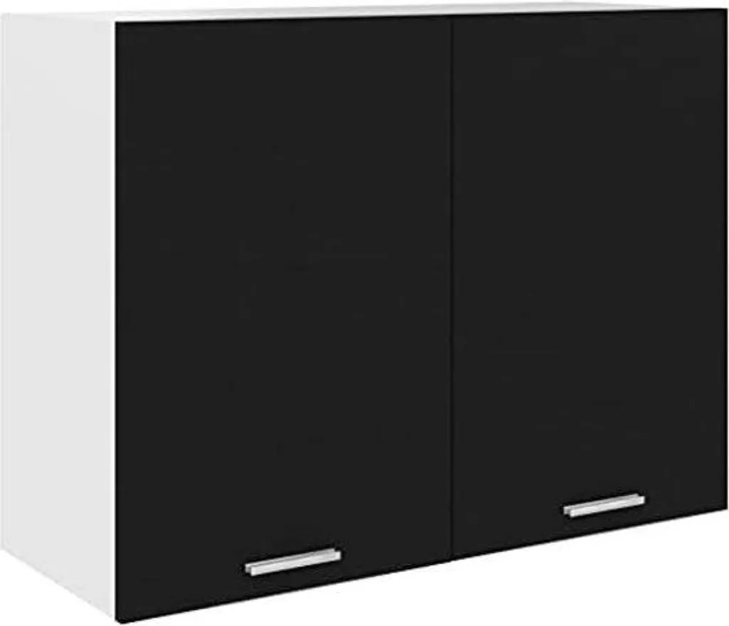Buffet haut de cuisine noir garde-manger à 4 portes avec étagères