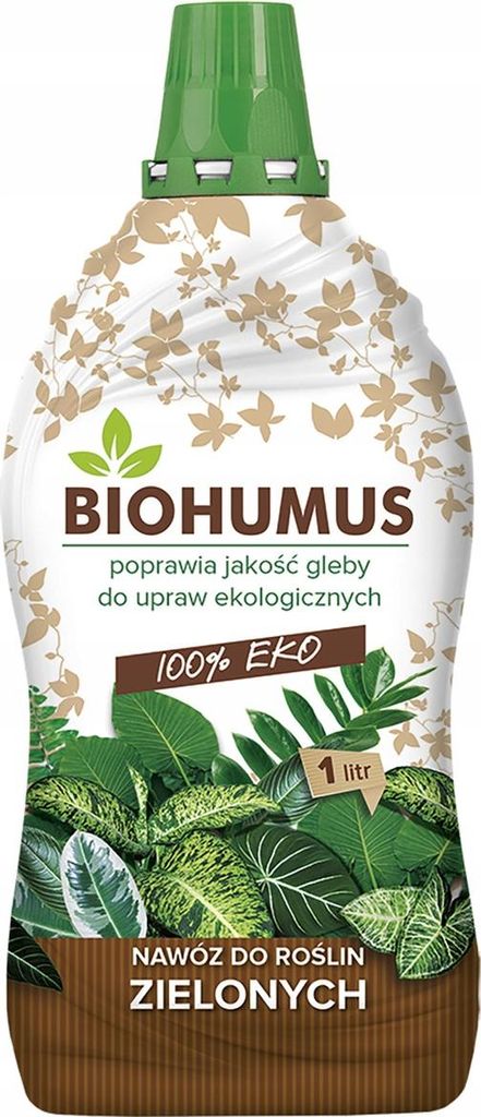 A bottle of Biohumus fertilizer for green plants.