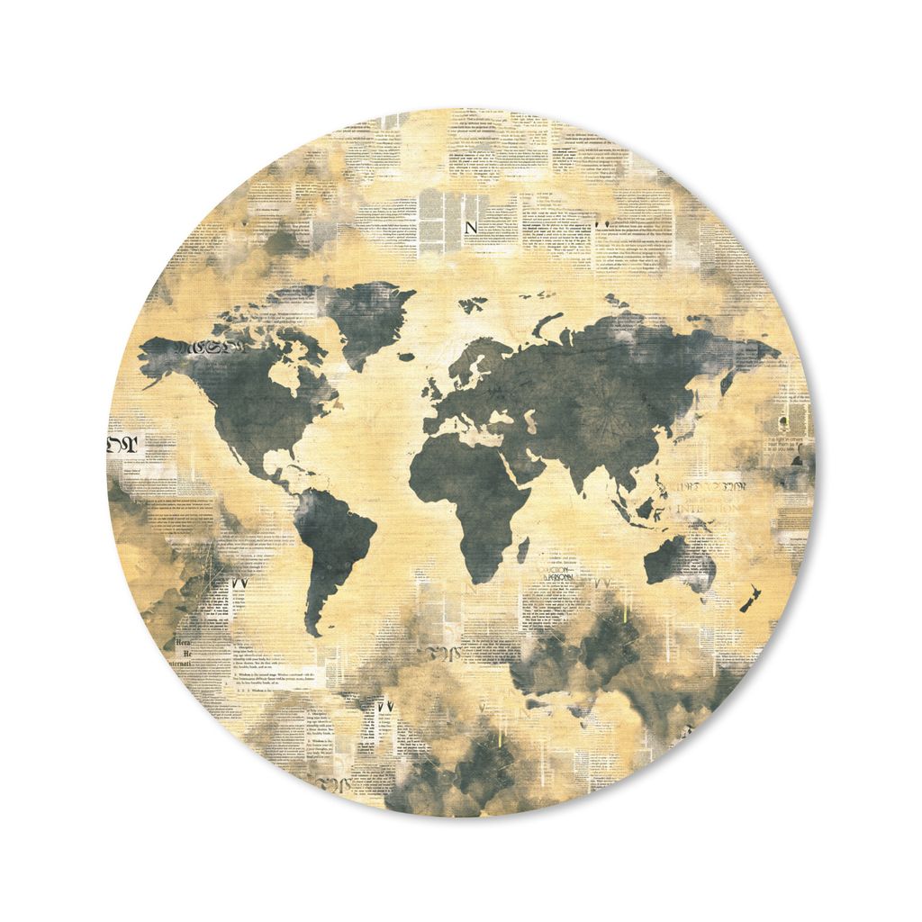 MuchoWow Mauspad Mousepad Weltkarte - Vintage - Zeitungen 20x20 cm - Mousepads - Maus Mat - Pad - Mausunterlage - Schreibtischmatte