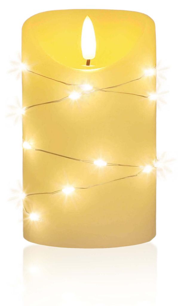 LED Kerze mit Lichterkette "Cynthia" 12,5cm Produktbild 