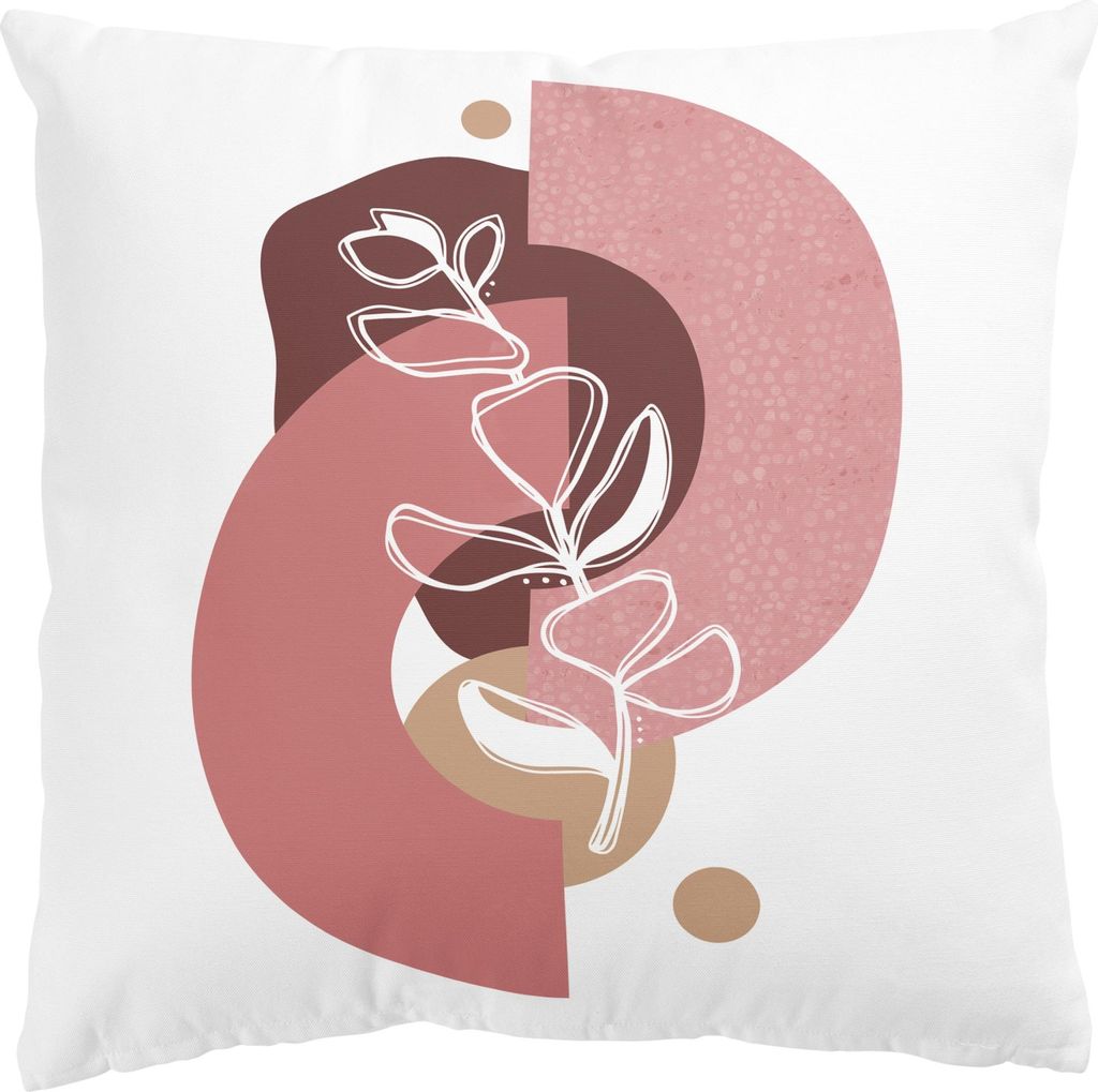 Dekokissen mit Motiv drinnen / Indoor Zierkissen Canvas waschbar Pflanzen pink Abstrakt Sofakissen ohne Füllung
