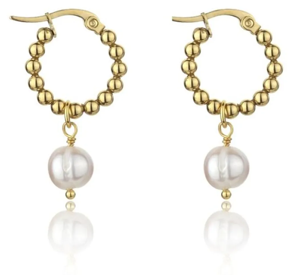 Créoles dorées 2-en-1 avec perles amovibles Willow Gold pour femme Chic