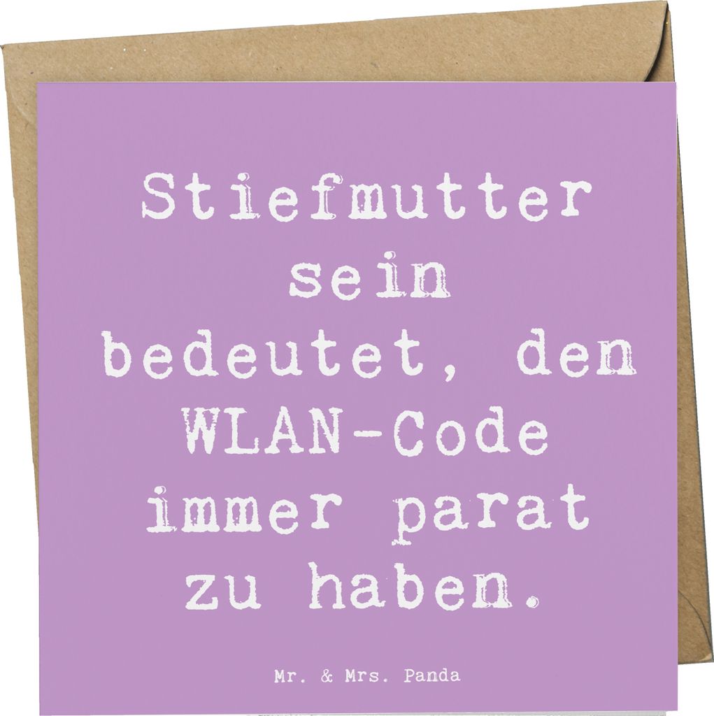 Mr. & Mrs. Panda Glückwunschkarte Spruch Stiefmutter Heldin - Lavendeltraum - Geschenk, doppelkarte, familie, anlasskarte, besonders, faltkarte, s...
