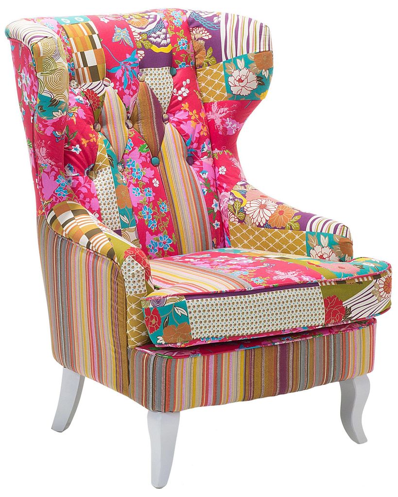 BELIANI Ohrensessel Bunt Hauptfarbe Fuchsia Patchwork Produktbild 