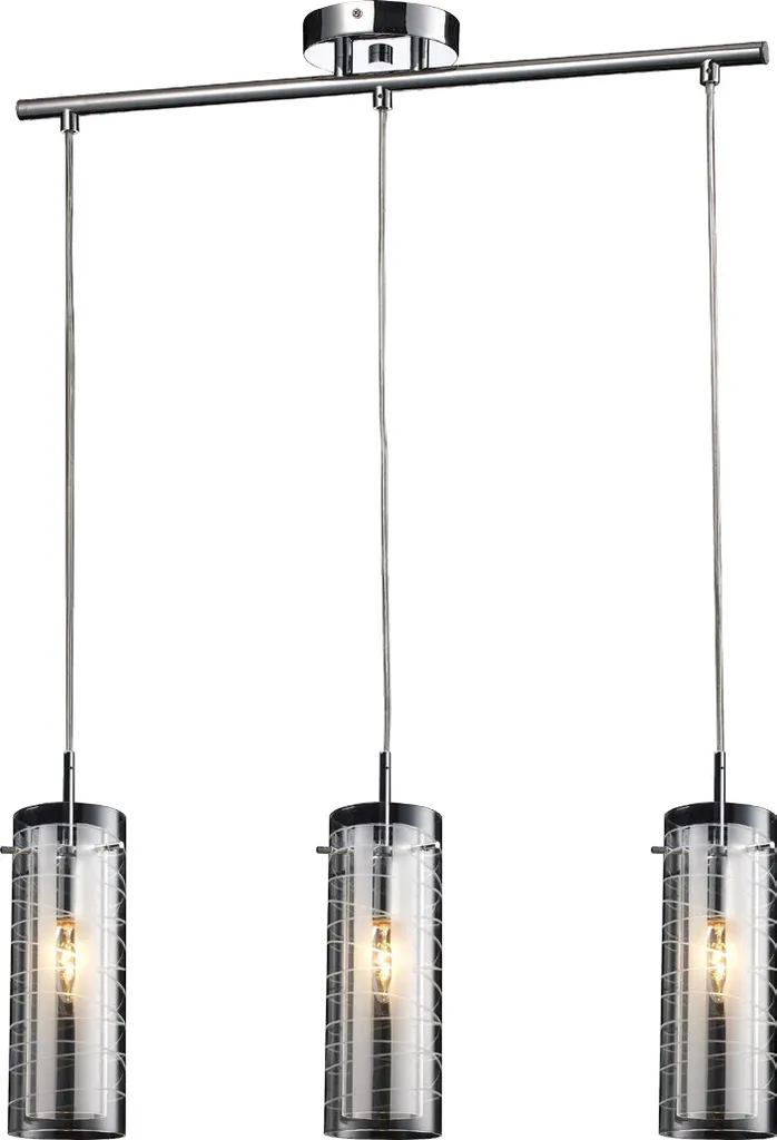 Lustre Suspension Design Argent PALMIRA 3 Lumières pour Salon et Salle