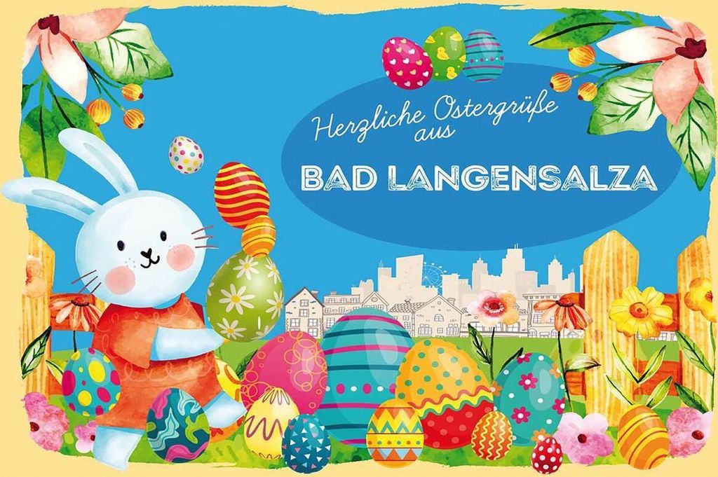 vianmo Holzschild 12x18 cm Ostergrüße BAD LANGENSALZA