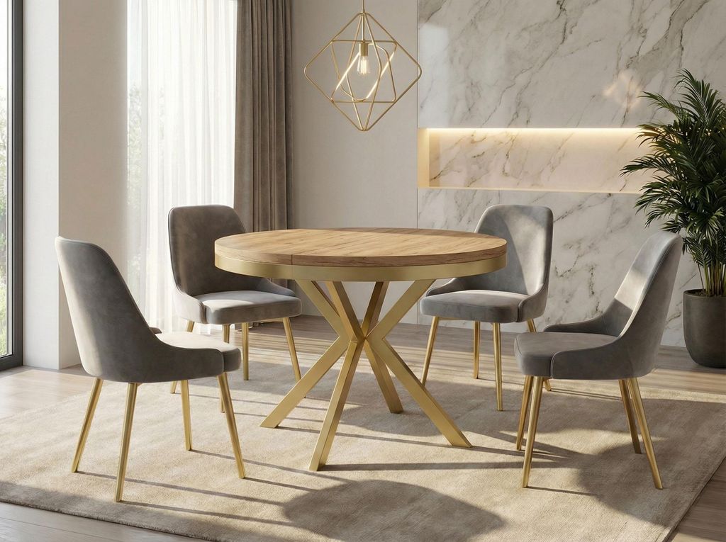Runder Ausziehbarer Esstisch - Loft Style Tisch mit Produktbild 