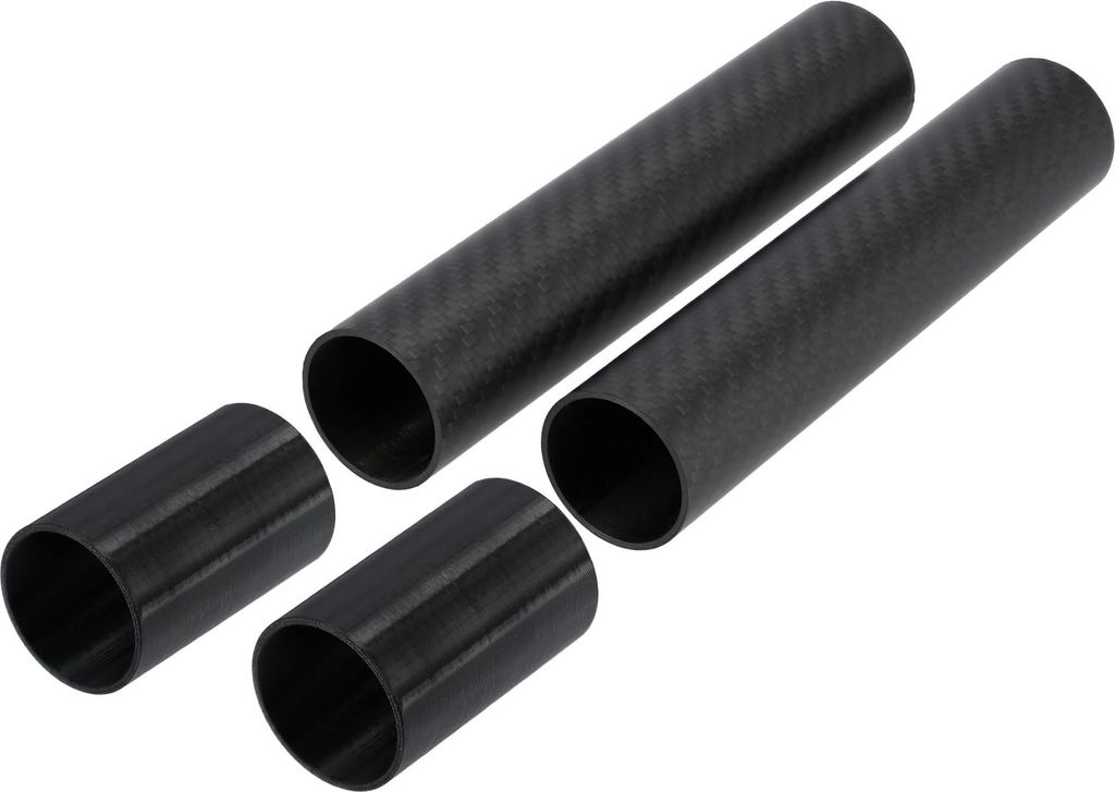 Set: 2x Cover für Telegabelholme + Verlängerung, Echt-Carbon - Schwarz, matt - für Simson SR50, SR80