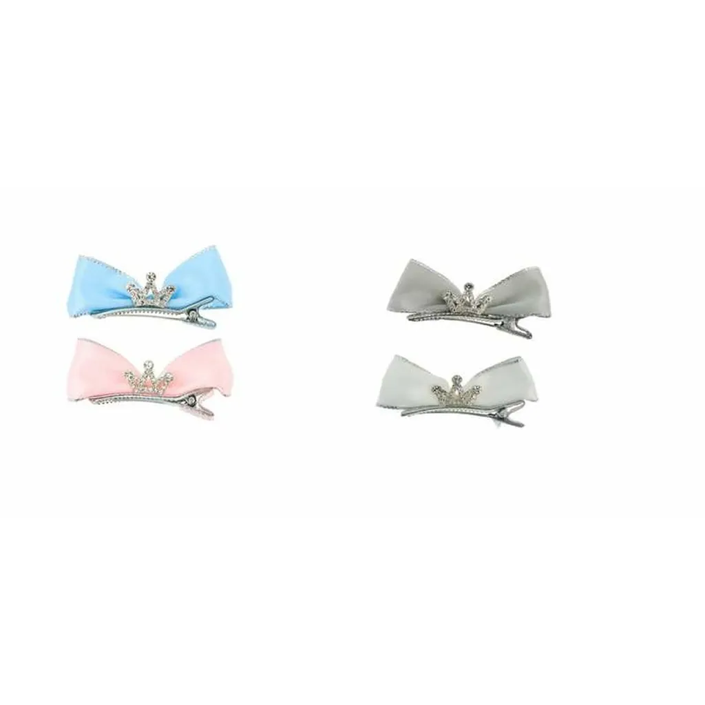 Idea Regalo Bimbi: Set 2 Fermagli Inca con Corona e Fiocco