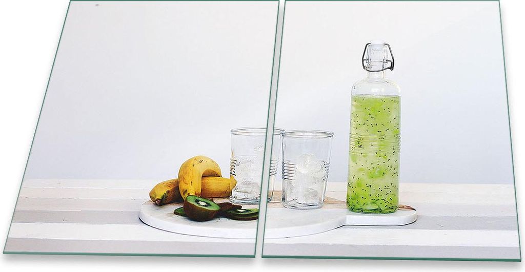 Herdabdeckplatte Glaskeramik 2-Teilig 2x40x52 Obst Grün Abdeckung Spritzschutz Glas