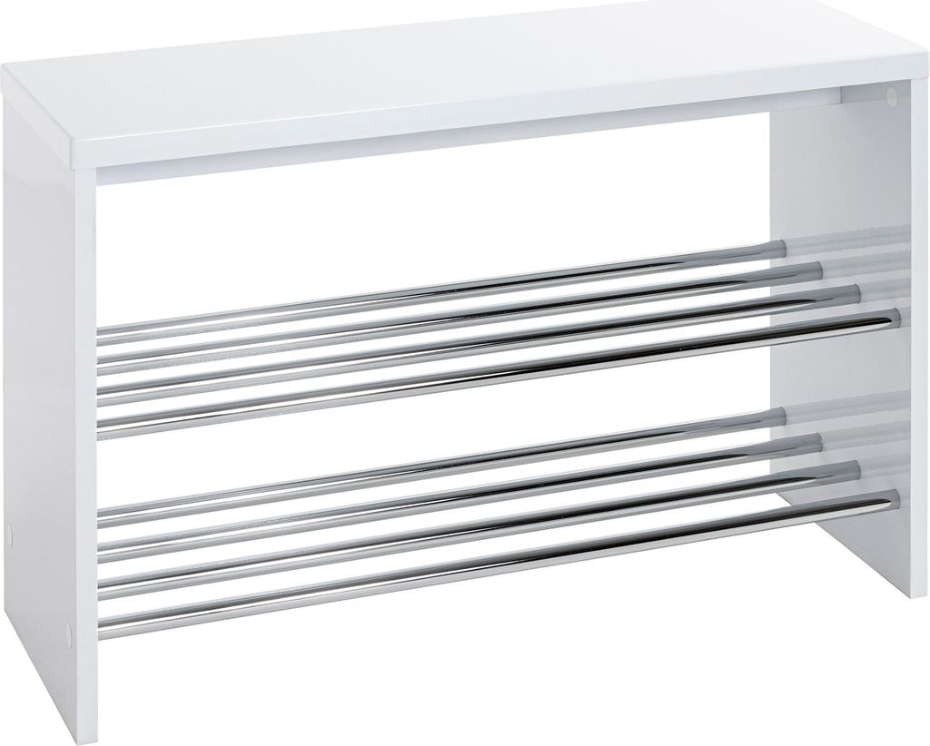 HAKU Schuhbank Sitzbank Schuhregal chrom, weiß - MDF, Produktbild 
