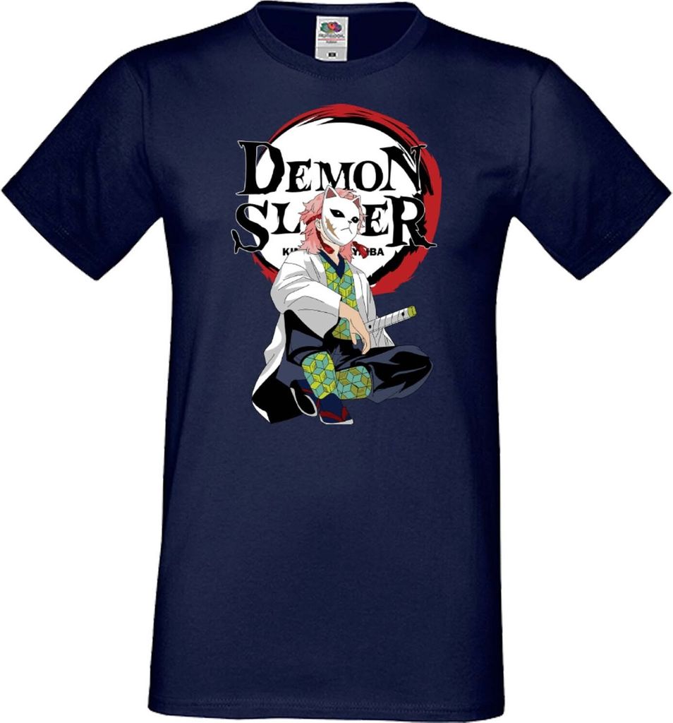 Herren T-Shirt Japan Manga Animation Comics Demon Anime Slayer Sabito Var-022 Sabito, Man M / Dunkelblau