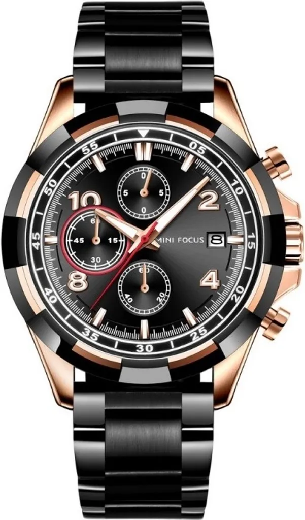 Montre-bracelet Chronographe Noir et Or Rose pour Homme Mini Focus