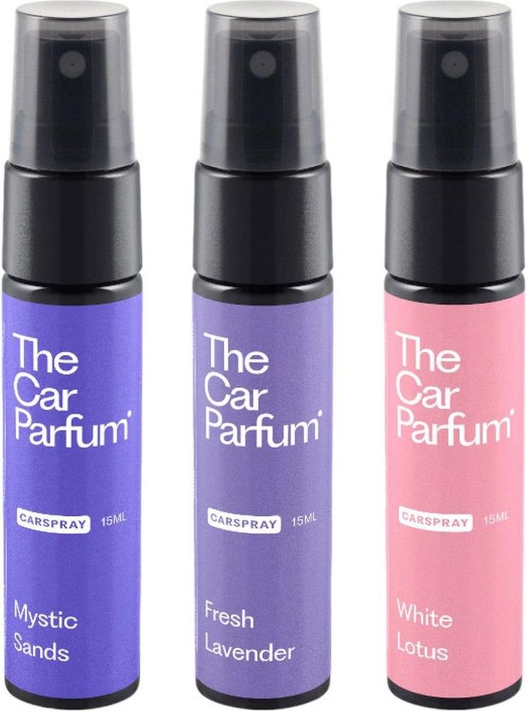 The Car Parfum Auto Parfum – Auto Duftspray – Autoparfum Spray Geschenkset für Sie – 3 Frische Düfte – Mystic Sands, Fresh Lavender, Whit...