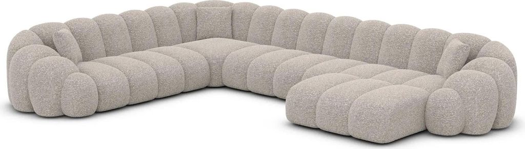 Bouclé U-Form XXL Wohnlandschaft Liora Sand Rechts