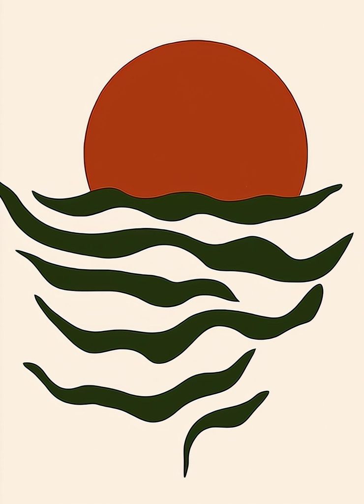 Plakat 13x18cm Wellen Minimalistisch, Innenräume Skandinavischer Stil, Boho