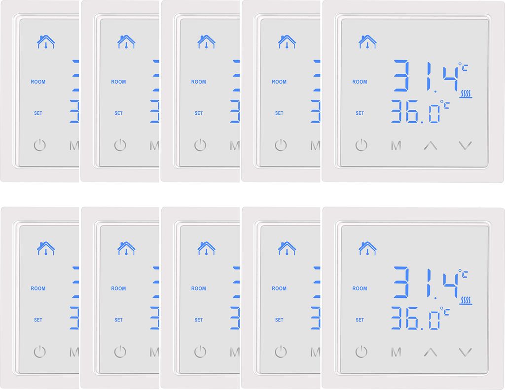 10X Smart Thermostat 16A Raumthermostat elektrische Heizungssteuerung Fußbodenheizung, mit LED-Touchscreen, für zu Hause Büros Einkaufszentren H...
