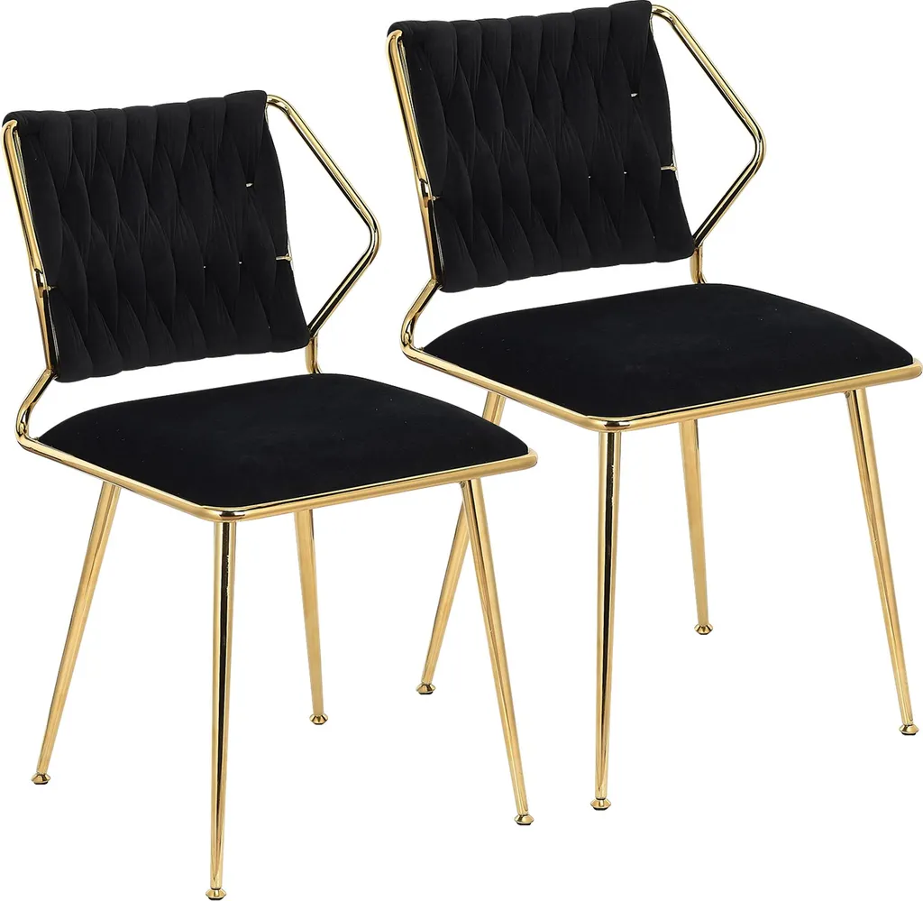 Chaise velours noir stable et robuste lot de 2 - Anti-rayures pour sols