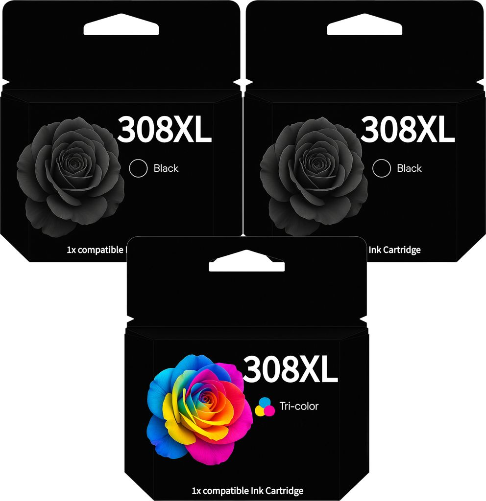 3 Eurotone kompatible Tintenpatronen ersetzen HP 308XL Black Color