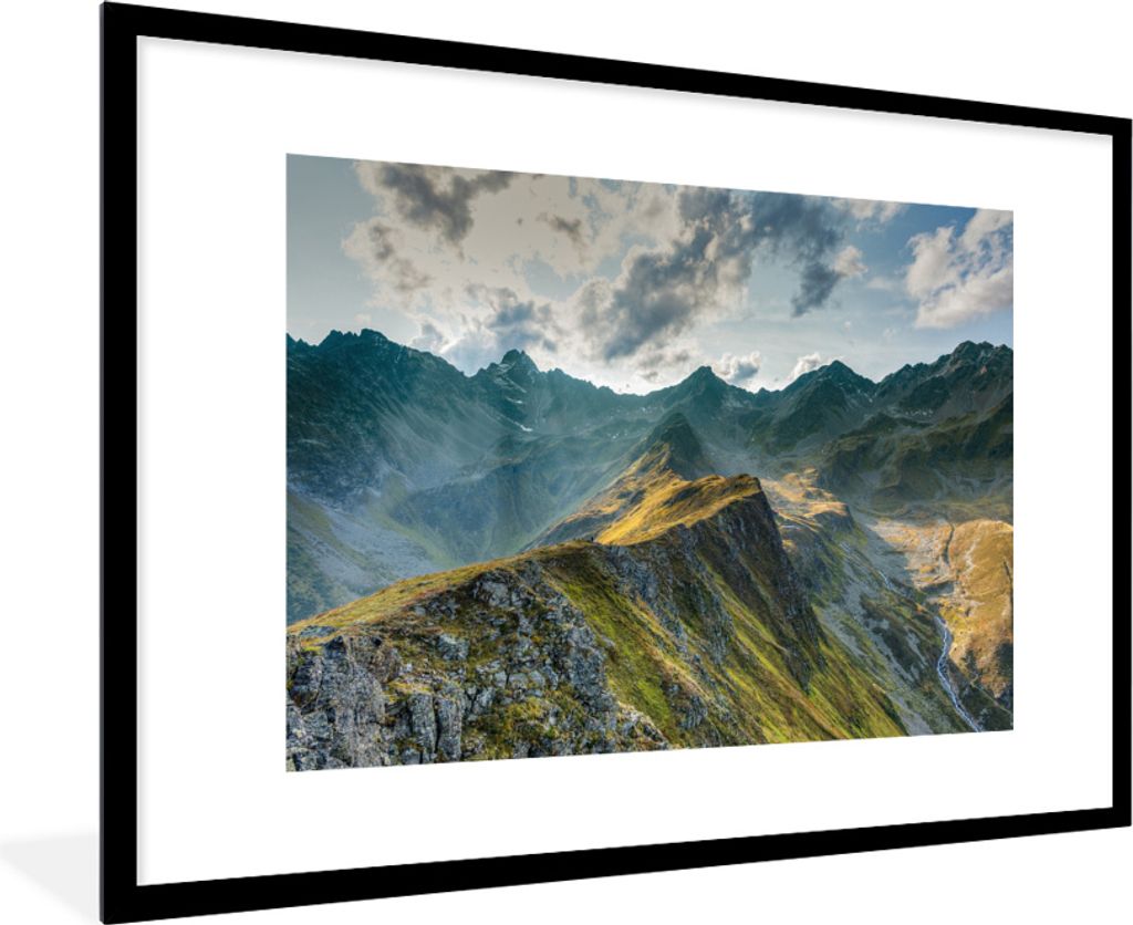 MuchoWow MuchoWow Gerahmtes Poster Die Alpen in Österreich 90x60 cm - Poster mit zchwarzem Bilderrahmen - Wanddekoration - Fotos