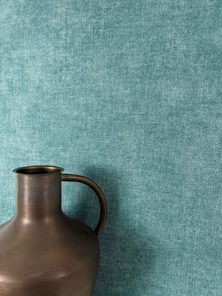 NEWROOM Tapete Blau Vliestapete Unifarbe - Unitapete Uni Petrol Textil-Optik Struktur Strukturtapete Modern