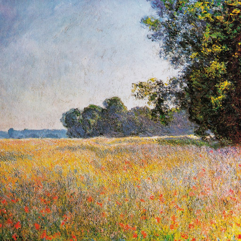Claude Monet Kunstdruck Bild - Haferfeld Mit Mohnblumen, 1890 (100 x 100 cm)