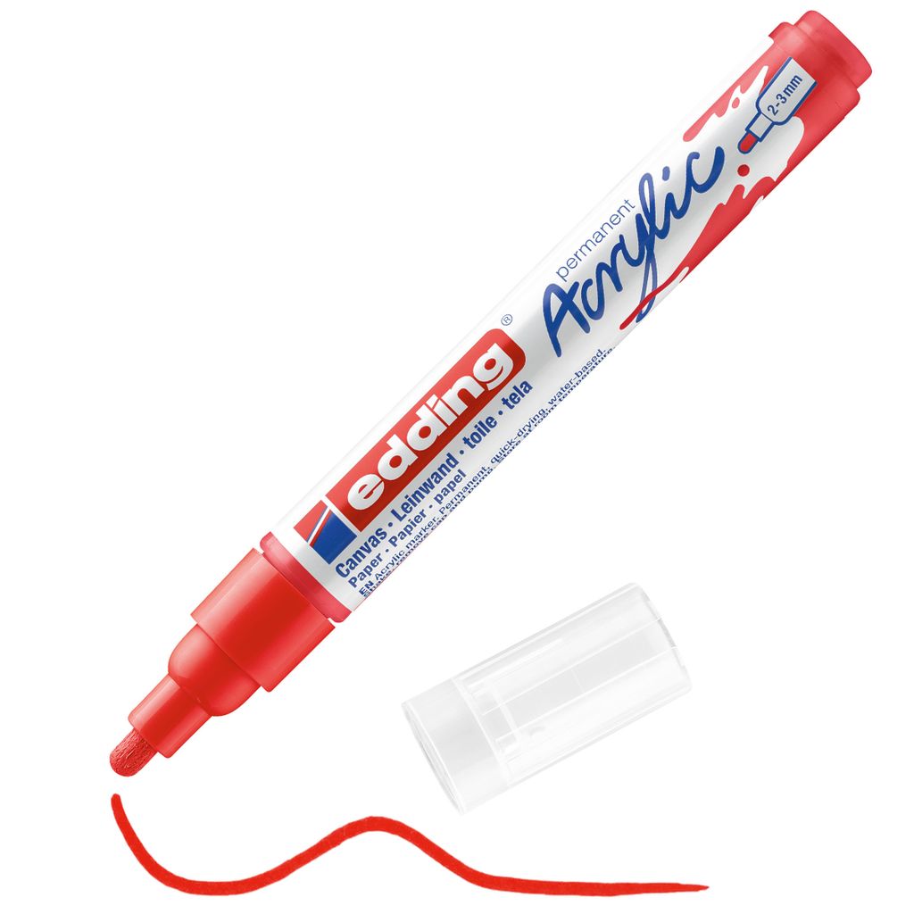 Edding 5100 Acrylmarker Medium, Rot, Rot, Medium, 2 mm, 3 Produktbild 