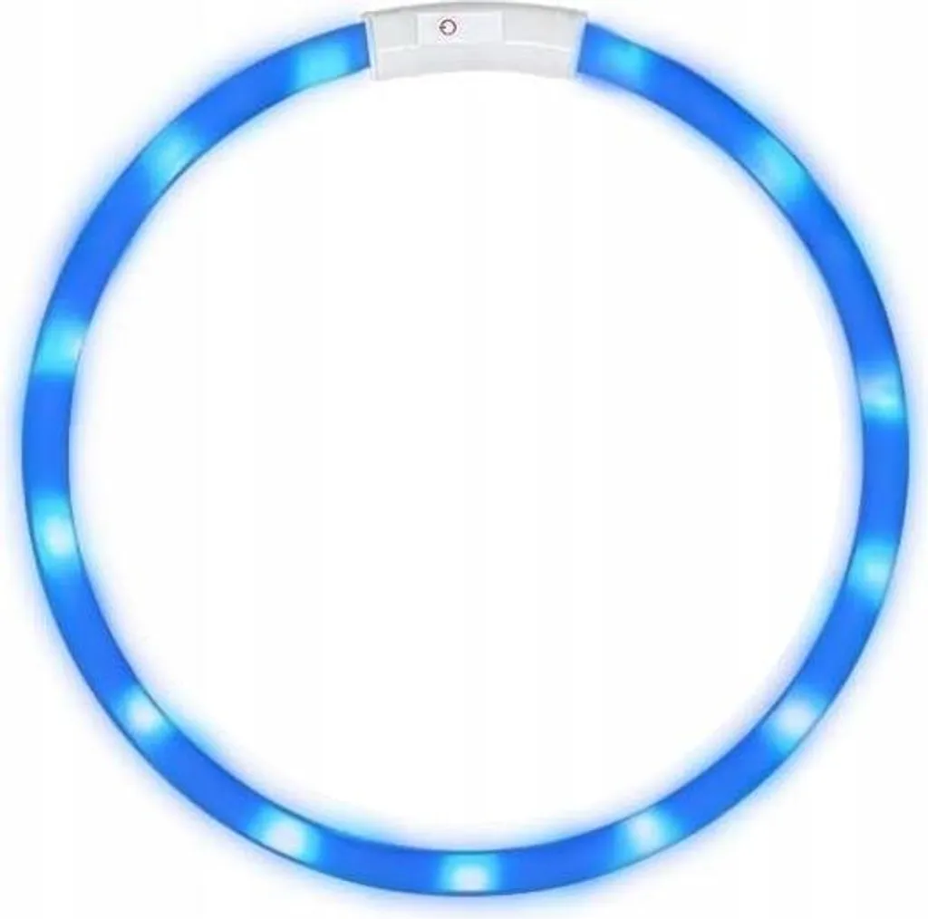 Collier LED bleu pour chien USB ajustable - Collier lumineux découpable 70cm