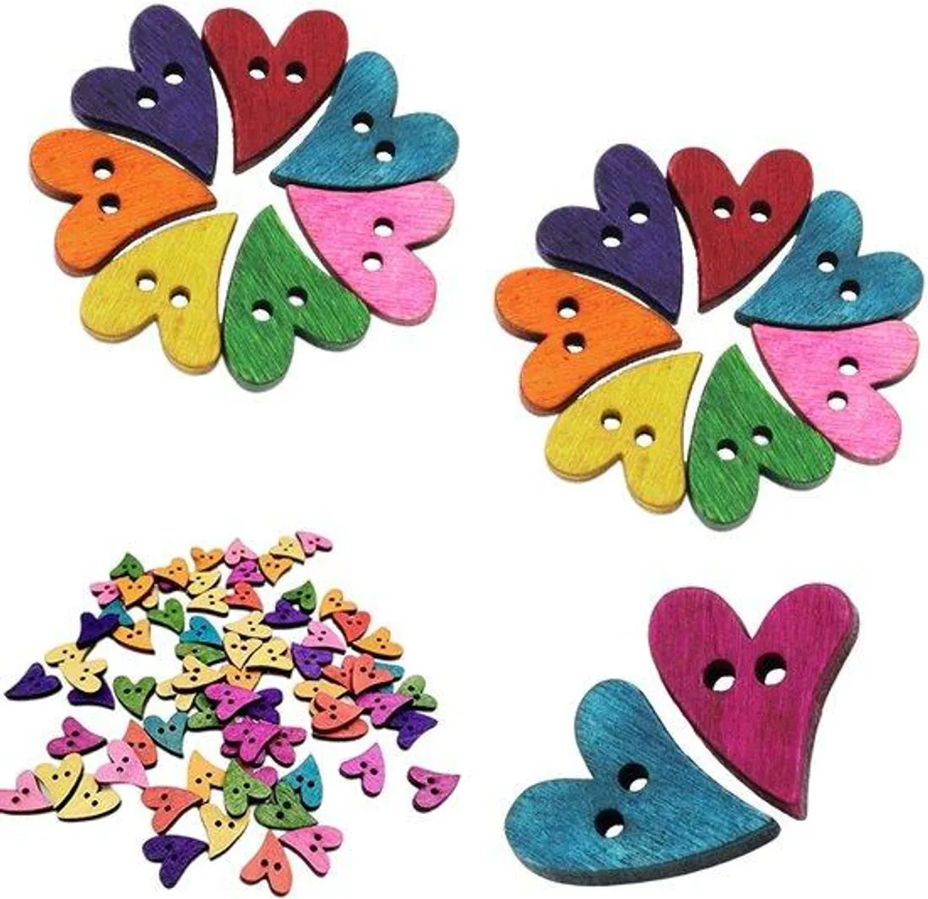 Boutons cœur bois 21x17mm pour réparer et embellir vos vêtements DIY